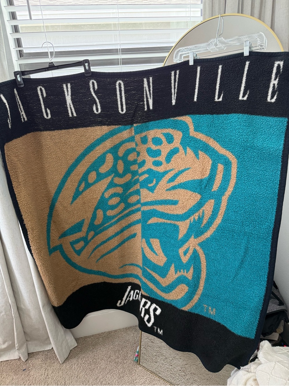 Vintage Jacksonville Jaguars NFL Throw Blanket - Teal & Gold
